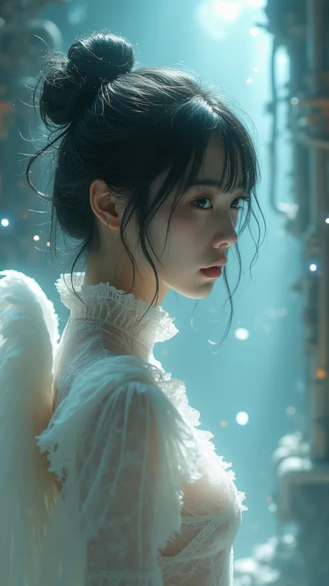 (Photograph of F .11_V11 （ Photo ）_ Vfour ), Theme:  standing in a fantastic whiteout 、Japanese beautiful girl angel 。 Realistically capture visuals that give off an overwhelming presence 。
Age and appearance :
18〜 beautiful 22-year-old Japanese girl 。 whi...