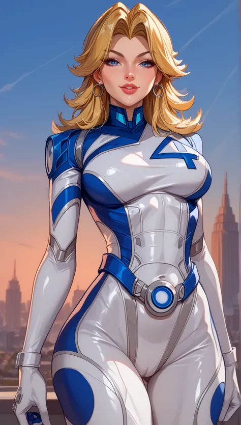   perfect eyes、  perfectly sexy face、Fantastic Four、  ultra Detailed 、ultra  perfect eyes、Suest0rm 、sue storm、  Shiny hair  、( breasts ), cintura delgada、can、  tight suit、  shiny skin、Beauty、erotic、series、  looking at the viewer 、 expression of a pleased f...