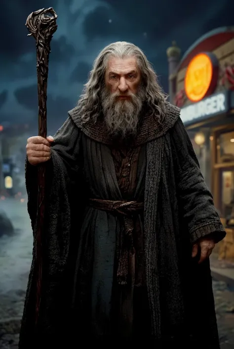 Gandalf ,  masterpiece, Is there hamburger in the restaurant, Light, Shadow