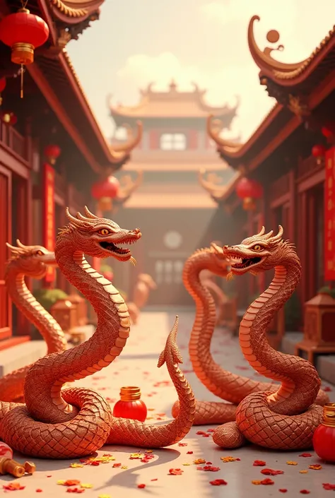 Chinese New Year Celebration ,  wooden snake shio theme