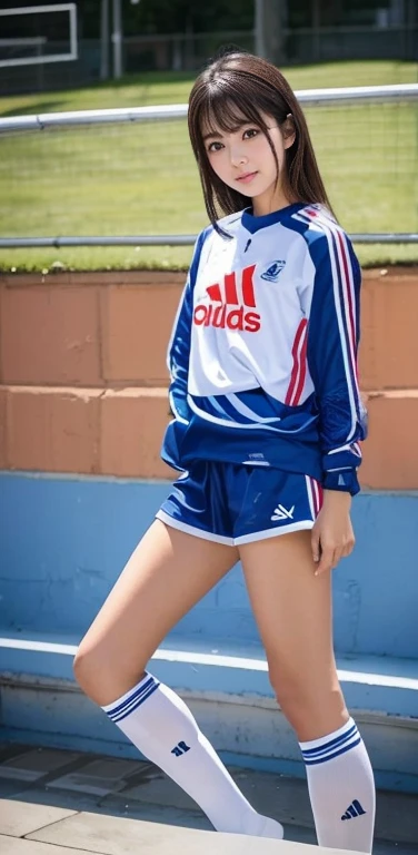 Product quality,     1 girl,    box ,    FRONT MAP   , Taimo emphasis    ,     young and sexy Japanese woman      ,18 years old,  beautiful slim black hair standing in an existing setting     、adidas soccer pants、     has detailed hair detail on the front ...