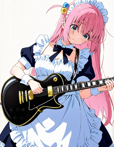   perfect anatomy、  high quality、  best image quality、Gotoh history、 Picnic、 maid clothes、 playing guitar、 live house、 facing down