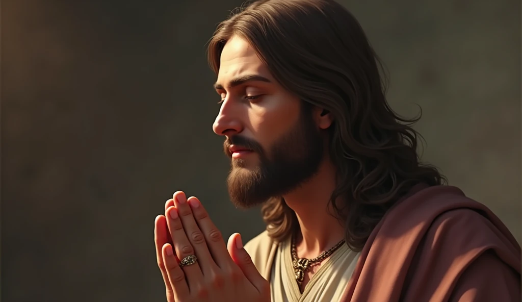 uma ilustração de Jesus Cristo In a prayer position .  ensure that the following details are included: - Eyes: (must be closed  ) -Hands: (In a prayer position) - Background  : (none,  focus only on the figure  )  Remember the need for a respectful represe...