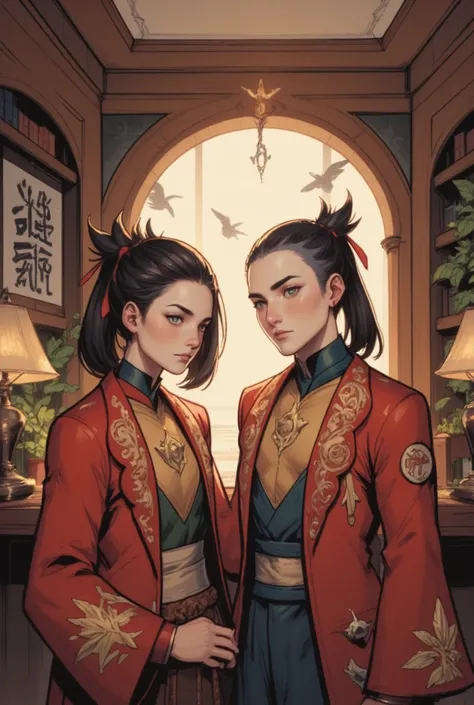 You could create a noble couple from a continent inspired by Japanese and Spanish lands, with touches that they are excellent in research, Don't fall into stereotypes