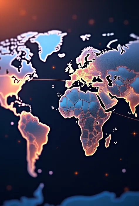 A world map with connections between continents ,  symbolizing globalization and international trade