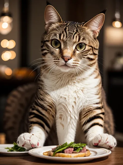 a close-up portrait of an bob cat with a grilled flank steak and a glass of Coca-Cola, detailed fur, intricate whiskers, intense eyes, soft lighting, realistic, photorealistic, high quality, 8k, best quality, ultra-detailed, professional, vivid colors, nat...