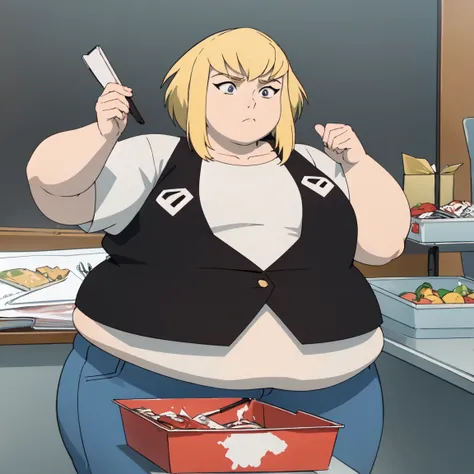  score_9,   score_8_arriba,   score_7_arriba, a girl, Alone , Kara Zor-El(big fat body),  a girl, Alone ,   short hair, shirt,   closed mouth  ,   collarbone, vest, thick eyebrows, open black vest, animification, (  coloring anime  :1.2),   beautiful detai...