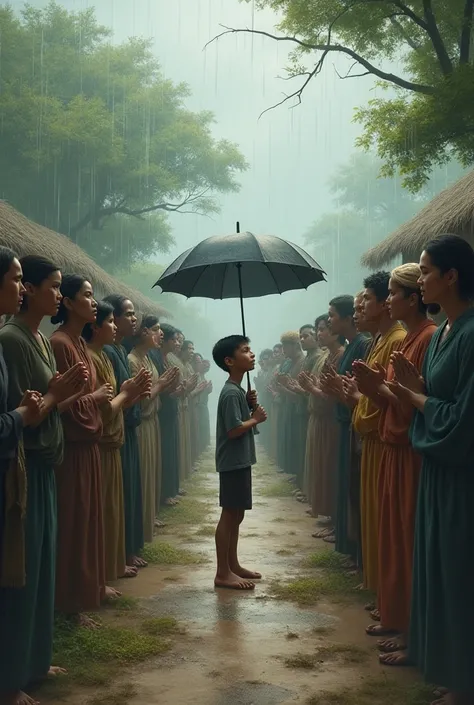 One day all the villagers decided to pray for rain. Everyone gathered, only one boy came with an umbrella. That is faith.