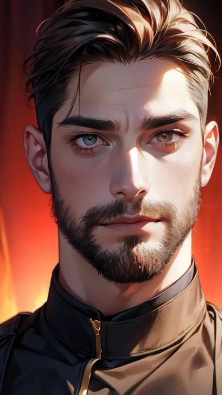 (   best quality,4K,8k,   highres,   masterpiece :1.2),   ultra-detailed   ,(realistic,photorealistic,photo-realistic:1.37),36-year-old man,3 day beard,Beautiful anime,Portraits,strong,Masculine,   with dark hair  ,sharp jaw,  mesmerizing golden eyes  ,   ...