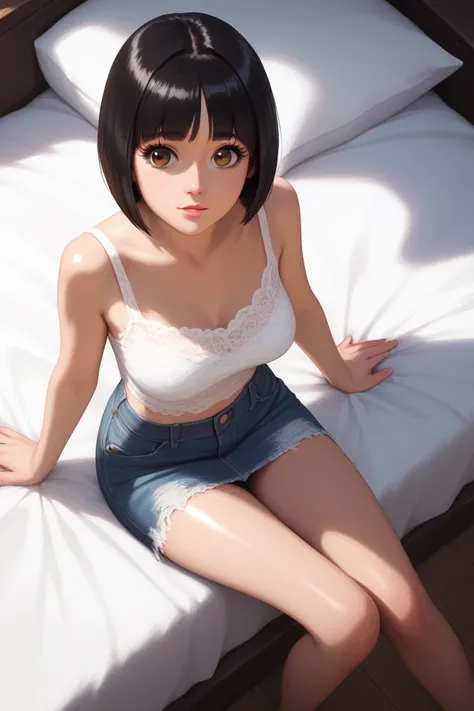 score_9,score_8_above,score_7_above,  masterpiece,   high-quality cutlery  , source_anime, realistic, saboveer detailed,   Extreme Details , 
 , 22yo,   short hair, (bob cut:1.2), ear, ( Threadless bangs   ),   black hair, (,   cute and detailed brown eyes...