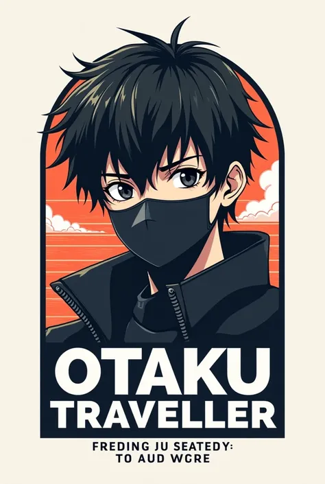 Make a logo with Title Otaku Traveller, Slogan I Know you are a Otaku. Using best anime boy pic with Mask attitude 
