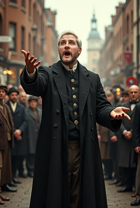 A British preacher in the 19th century on the streets of London