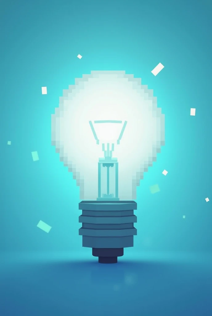 image of a light bulb with a bluish background with a ray inside the lamp, Minicraft cartoon style
