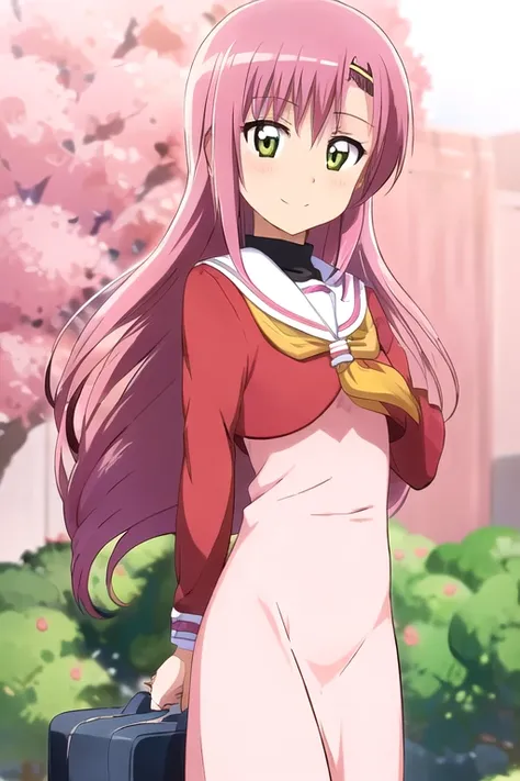 Katsura Hinagiku,Hayate no Gotoku, girl 、pink hair,One person、 small breasts、best quality,seductive smile,school uniform