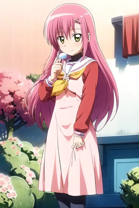 Katsura Hinagiku,Hayate no Gotoku, girl 、pink hair,One person、 small breasts、best quality,seductive smile,school uniform