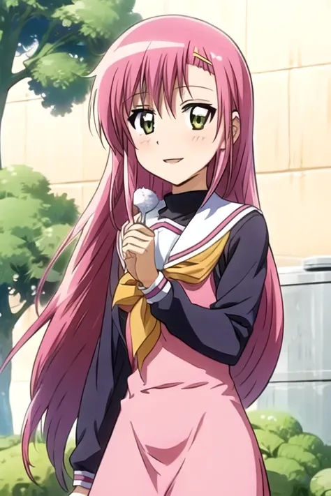 Katsura Hinagiku,Hayate no Gotoku, girl 、pink hair,One person、 small breasts、best quality,seductive smile,school uniform