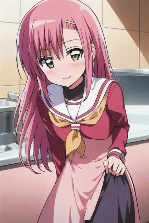 Katsura Hinagiku,Hayate no Gotoku, girl 、pink hair,One person、 small breasts、best quality,seductive smile,school uniform