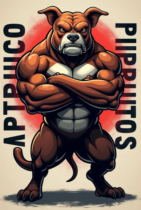  Create a very strong pitbull mascot with crossed arms and some scratches. Around it is written “Atlético Pitbrutos” 