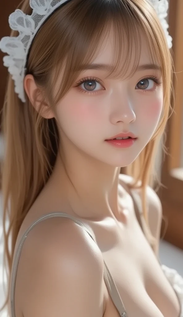 NSFW、8k, cute bust、 ultra high definition ,    top quality ,   one girl,   blonde hair ,  cute woman,  nudes、 teenager、Small breasts、 lies down、 spread legs、 clear ,  white skin、Cute sexy little beautiful face、Eye-catching beautiful straight hair 、naked、 u...