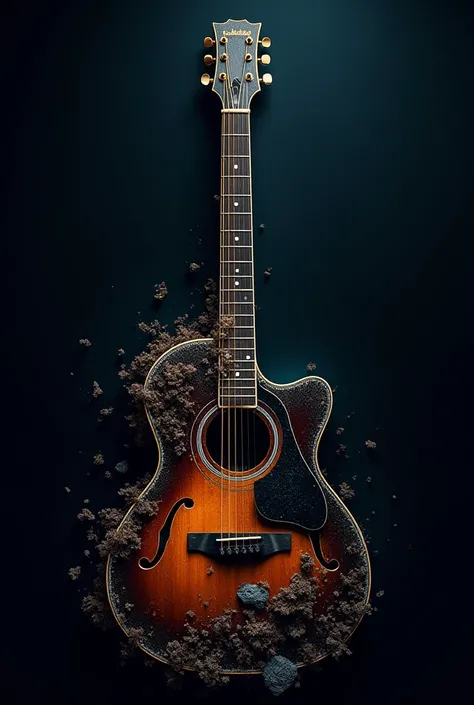  Create a professional YouTube banner , precisely an art with things related to guitar acoustic and music,  the channel's name is MANOEL MATTOS use this name of the artistic form and use the colors black gold blue,  add a cinematic background tone .