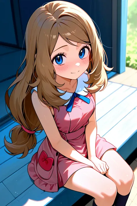 Serena Loli from the anime Pokemon XY ,  sitting