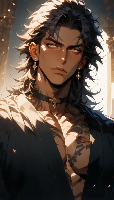(score_9, score_8_up), impasto, short hair, masterpiece, best quality, 1 man , white hair, mullet , perfect face , amber eyes , handsome male , Alone, adult male , upper body , delicate line drawingimpasto, masterpiece, high resolution, Top quality, unique...