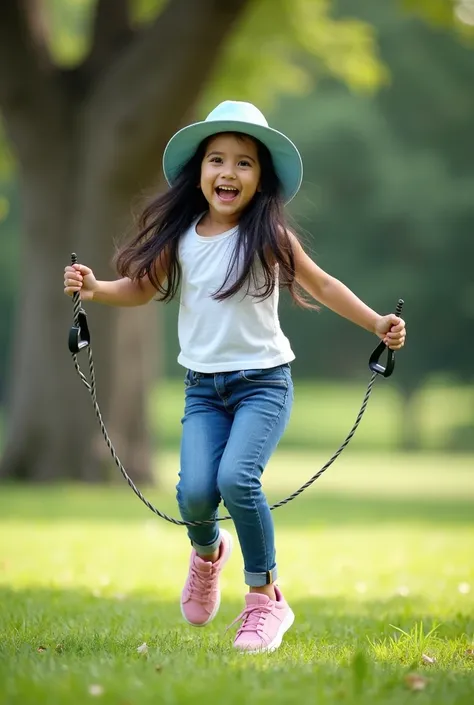 The little daughter sits facing slightly away from her mother, she has long black hair to the middle of her back, she wears a light blue hat. Her face is happy, her eyes are cheerful and she is eating the food that the mother is feeding deliciously.

Photo...