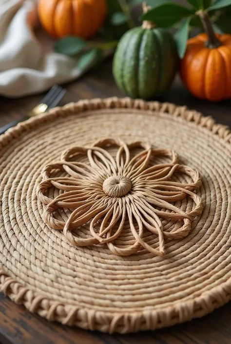 
jute placemat with unique flower  shaped