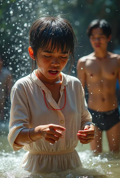 Someone splashed water on them, but someone didn't want to play.