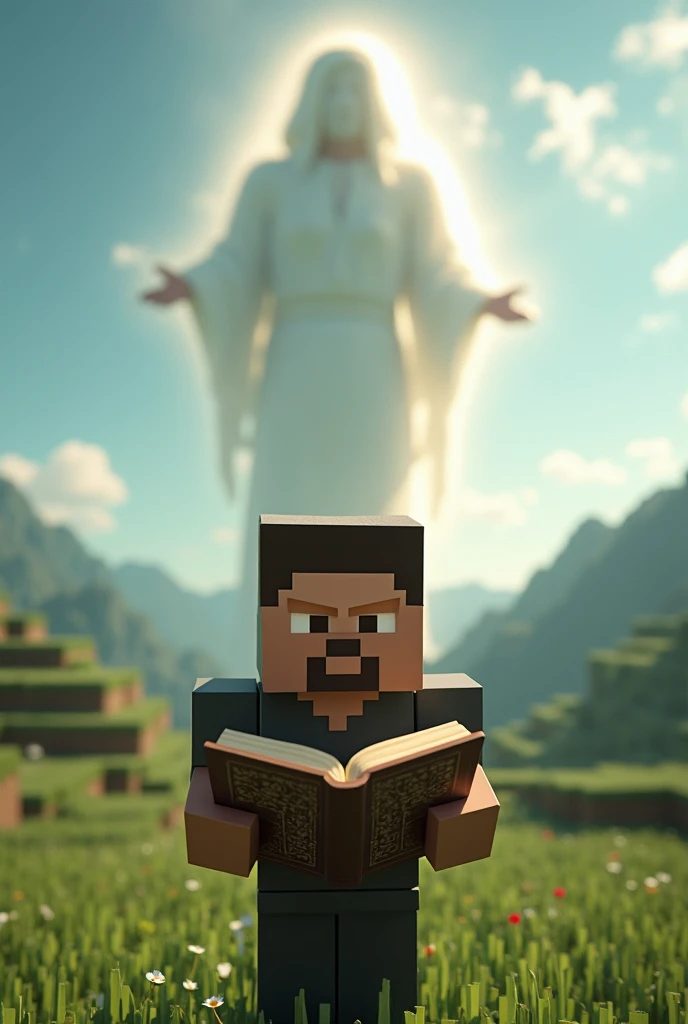 Minecraft skin reading bible with god