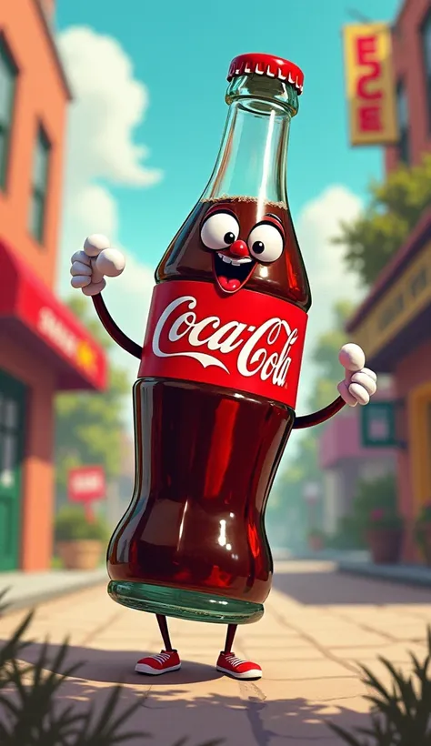 coke bottle but cartoon character