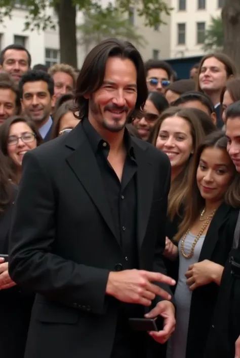 Clips of Keanu Reeves interacting with fans]*  