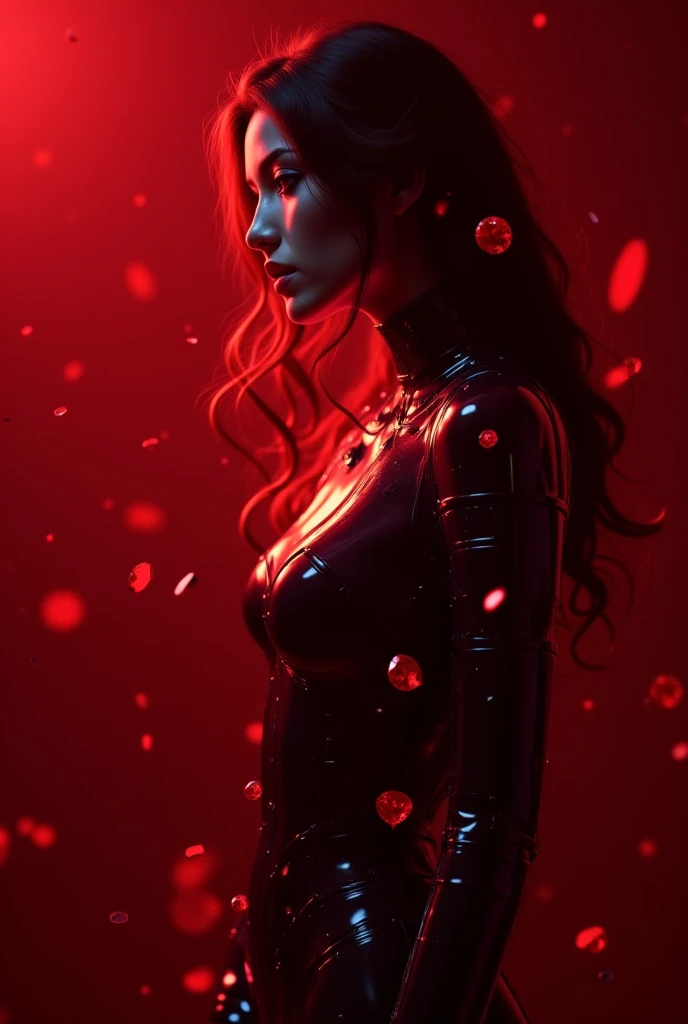  Create an image of a cover of a women's album with the title  "X-File : heartless " of a futuristic concept with shades of red and black that includes details of diamonds and hearts in 3D type of kpop album type that no person appears on the cover

