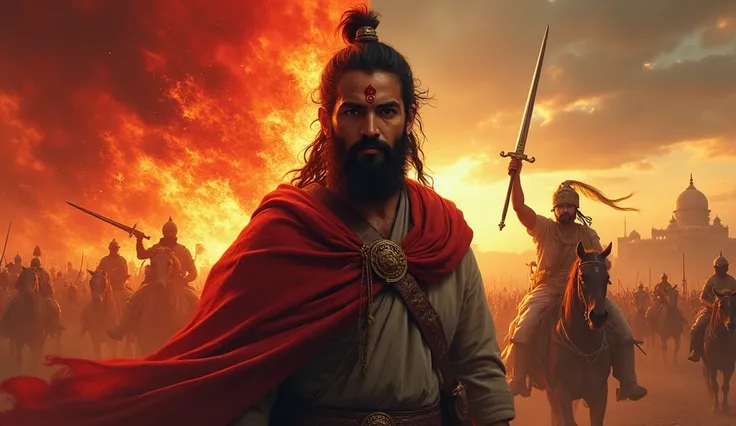 **Thumbnail Script:**  

1. **Background**:  
   - A dramatic split-screen design:  
     - On one side, a depiction of the **sambha Ji maharaj ** with flames, Crusader knights, and a blood-red sky.  
     - On the other side, a triumphant **aurangjeb** on...