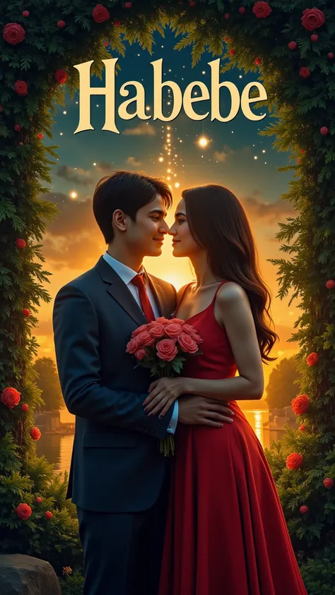 Create a sketch drawing that captures the vibrant spirit of a modern, dreamy, and magical atmosphere, reflecting the romance and charm of an Arabic love story set in a mysterious land. The inspiration draws from the essence of "Habebe."

At the top of the ...