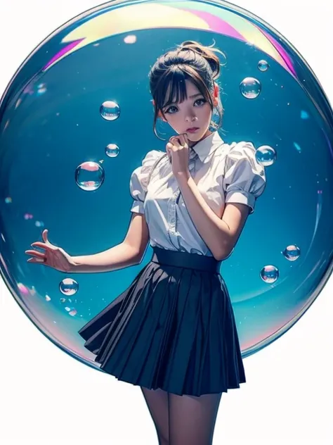 bubblerealm,  girl in skirt, white background