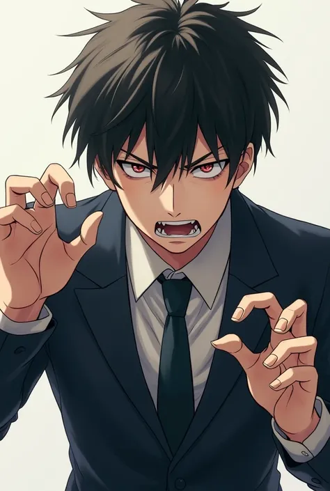 Male Anime Character Wearing School Uniform Making Terrifying Gestures