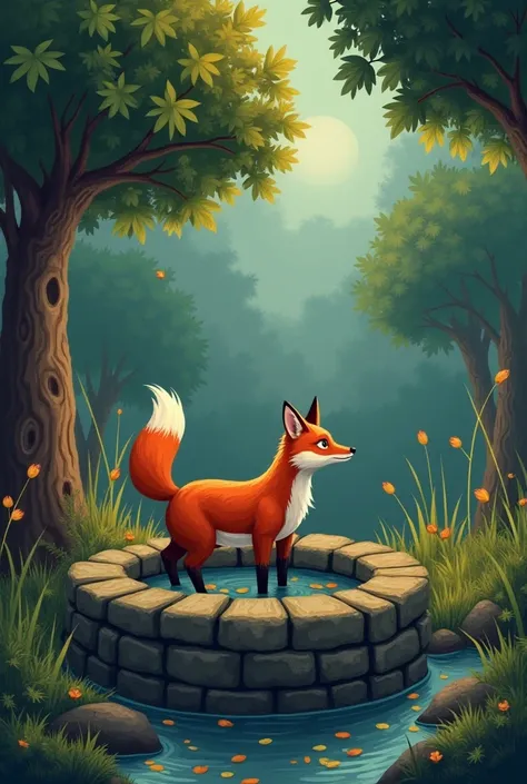 Once a fox was roaming around in the dark. Unfortunately, he fell into a well. He tried his level best to come out but all in vain. So, he had no other alternative but to remain there till the next morning. The next day, a goat came that way. She peeped in...