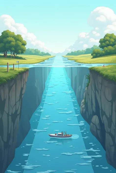 Picture/the illustration is already good. But can you change the view from the side/the side of the river  (not a view from the sea or from the direction of the river, so it looks like an elongated body of the river.   Because I want to use this illustrati...