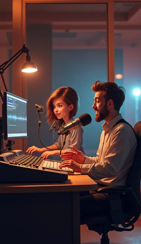 man & girl in radio studio