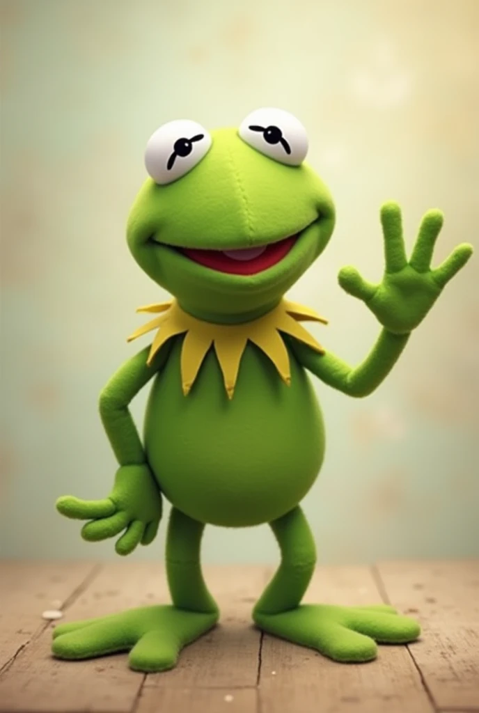 Kermit, The frog from the Muppets says good morning
