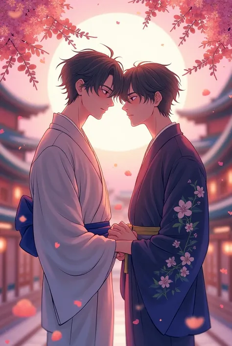 Create an interesting BL novel cover that tells the story of the novel. Here are some guidelines for novel cover design.: • Personality traits: BL has 、Intimate relationships that fit the atmosphere of the novel , For example, looking at each other、Do lovi...