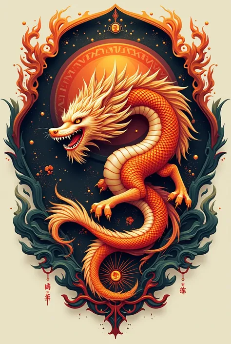 Fire dragon and nine-tailed fox logo 