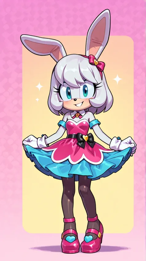 Female furry cute adorable beautiful kawaii nice sassy fancy sara the Bunny with new cute adorable beautiful kawaii nice sassy fancy Fandaze parade dress sport sakuraplatinum_illustriousxl sonic idw style evan Stanley 