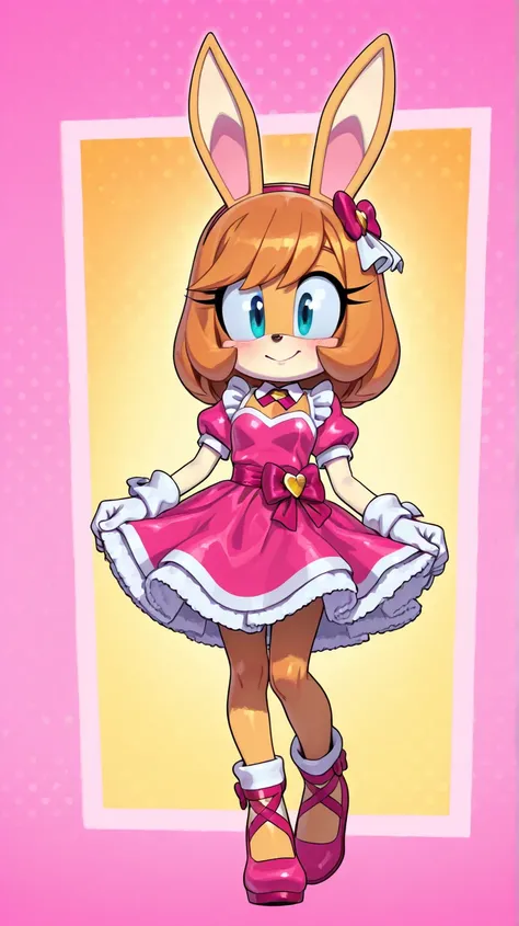 Female furry cute adorable beautiful kawaii nice sassy fancy sara the Bunny with new cute adorable beautiful kawaii nice sassy fancy Fandaze parade dress sport sakuraplatinum_illustriousxl sonic idw style evan Stanley 