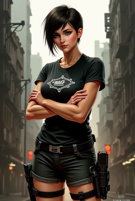 Teresa Lipan syphon filter t-shirt and shorts 