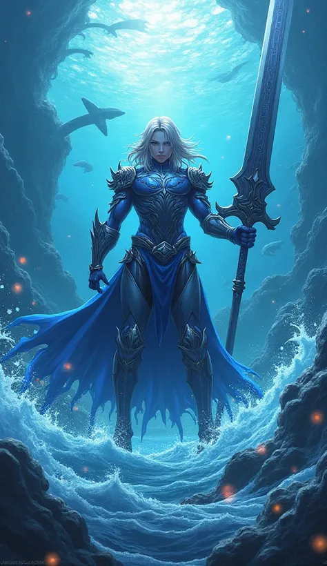 Make a water anime with a huge sword.