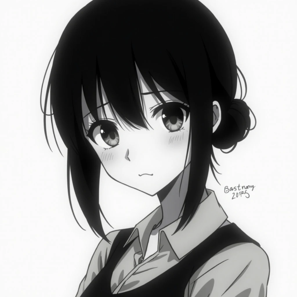 A 250x250 pixel profile picture a black and white female character anime black and white profile picture 250x250pixels 