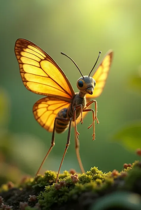 Tiny ant with butterfly's 