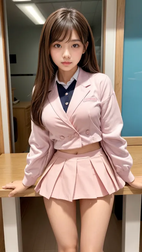 masterpiece,Product quality,   1 girl,( Well-balanced :1.3),(   taken from below :1.4),( Taimo emphasis  :1.4),(Taimo emphasis  :1.4),   beautiful young Japanese woman working for a general trading company  ,   daytime,(   high school classroom   :1.2),(Pi...